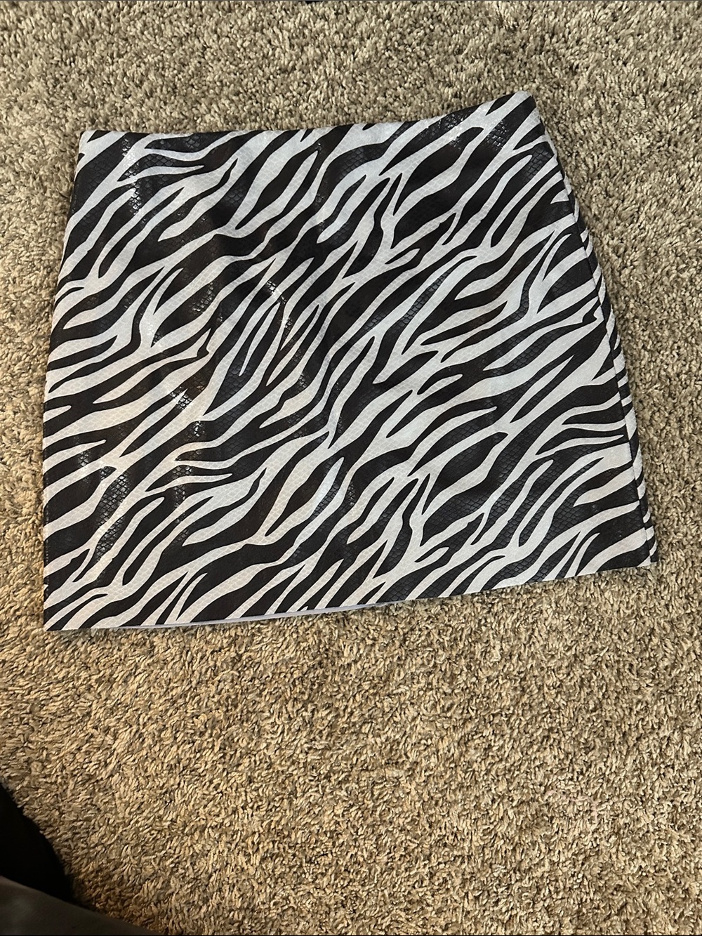 En Saison Zebra-Print Mini Skirt in Black and White